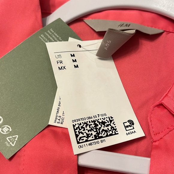 H&M Pink V-neck Blouse/NWT/M - Picture 9 of 13